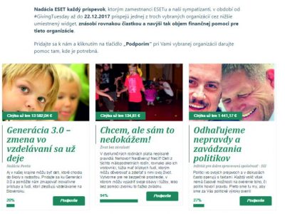 ESET: Veľký ohlas na Giving Tuesday