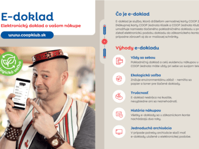 Elektronický pokladničný doklad v predajniach COOP Jednoty